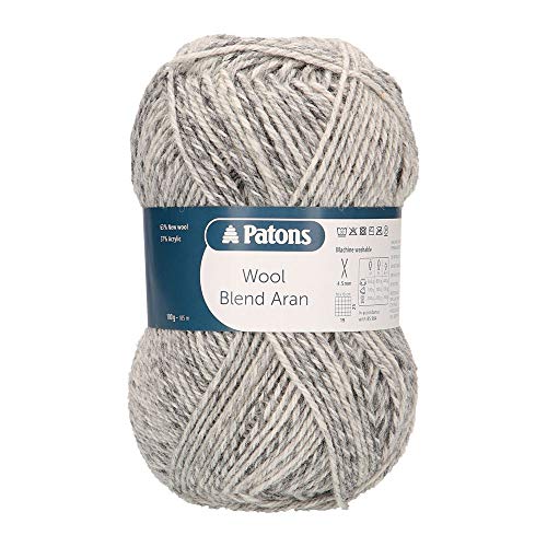 Patons 9806522-00088 Wollmischung Aran Strickgarn, Wolle Acryl, grau, 100-grams von Patons