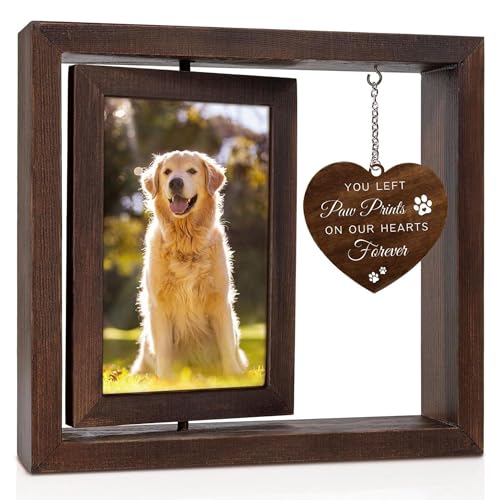 Patravious Gedenkgeschenke für Hunde und Katzen, drehbarer Holz-Bilderrahmen für 10 x 15 cm große Fotos, Gedenkgeschenk für Hunde, Trauergeschenk für Hunde, Trauergeschenk von Patravious