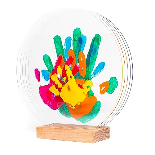 Familien Hand und Fußabdruck-Set – DIY Erinnerungsset mit 5 Plexiglasplatten – Geburtsgeschenk für Baby und Familie – Kreativset – Geschenk zur Geburt, Erinnerungen – ungiftige Acrylfarbe für Babyhaut von Patrocle