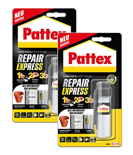 Pattex Powerknete Repair Express, Modelliermasse zum Kleben & Reparieren, Epoxidharz Kleber für viele Materialien, lackier- und schleifbare Knete (2x Repair Express Stic Universal) von Pattex