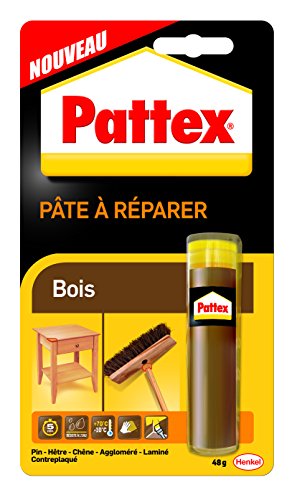 Pattex Rep'Bois Reparaturpaste, Holzfarbe, repariert, verdichtet, repariert, rekonstruiert das Material, 48 g von Pattex