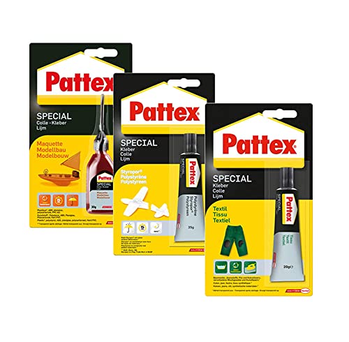 Pattex Spezialkleber (3er SET, Kunststoff + Styropor + Textil) von Pattex