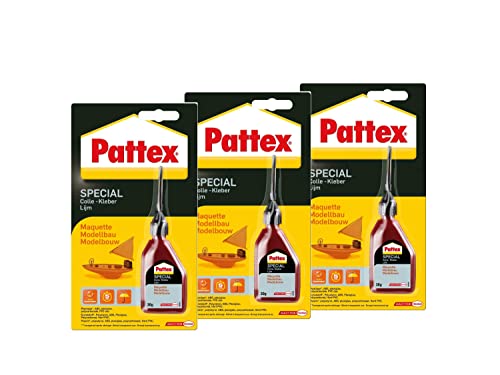 Pattex Spezialkleber Modellbau, für Kunststoff, mit hoher Haftfestigkeit und spurenfreier Trocknung, Tube 3x30 g von Pattex