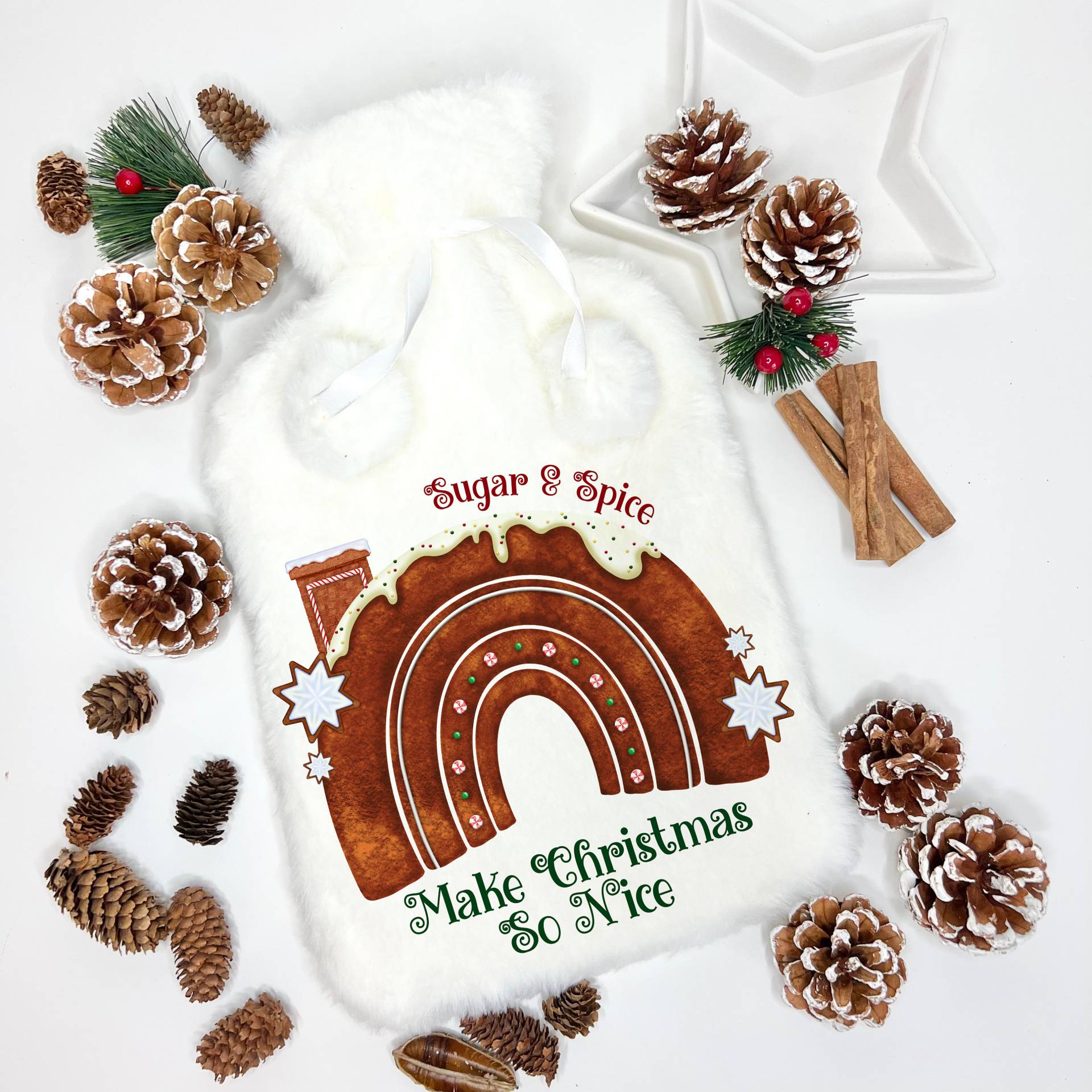 Sugar & Spice Lebkuchen Design Wärmflasche, Perfektes Geschenk, Geschenke Für Weihnachten, Santa Geschenk von PattonscraftsNIShop