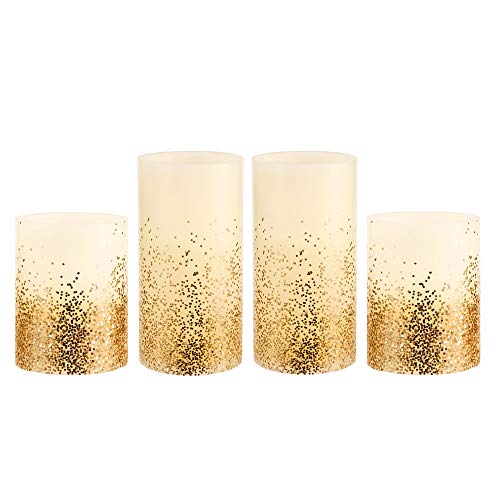 Pauleen 48127 Golden Glitter Candle Wachskerze mit Batterie mit Timerfunktion 6H Timer LED Kerze 4er Set von Pauleen