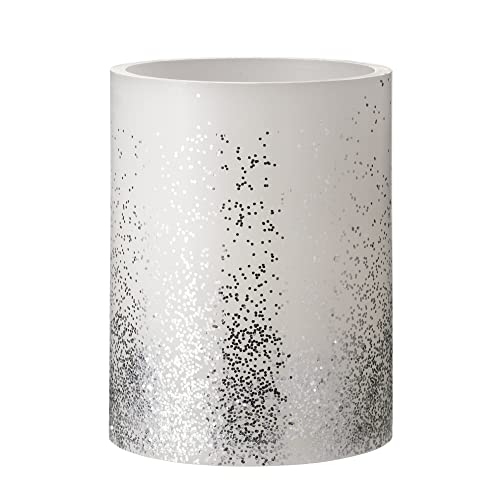 Pauleen 48247 Glowing Glitter BIG Candle Wachskerze mit Batterie und Timerfunktion 6H Timer Weiß/Silber, 1er-Set von Pauleen