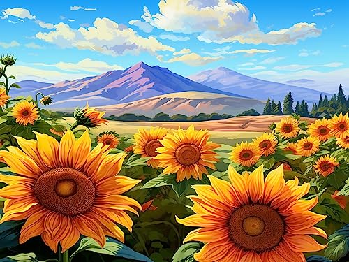 Pavemlo 5D Diamond Painting Kits Sonnenblume, DIY Diamant Stickerei Malerei Kits Himmel, Full Drill Set Strass Stickerei Bilder DIY Diamant Malerei für House Wall Dekoration 30X40cm von Pavemlo