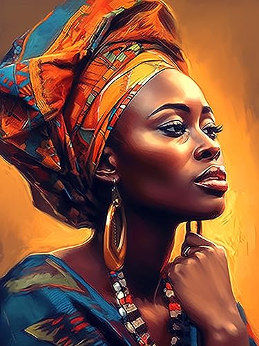 Pavemlo 5D Diamond Painting Kits Zubehör Afrikanische Frau, DIY Diamant Stickerei Malerei Kits Afroamerikaner, Full Drill Set Strass Stickerei Bilder Diamant Malerei für House Wall Dekoration 30X40cm von Pavemlo