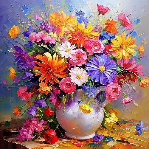 Pavemlo 5D Diamond Painting Kits Zubehör Ölgemälde Blumen, DIY Diamant Stickerei Malerei Kits Vase, Full Drill Set Strass Stickerei Bilder DIY Diamant Malerei für House Wall Dekoration 30X30cm von Pavemlo