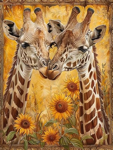 Pavemlo Diamond Painting Kits Paar Giraffe, DIY 5D Diamant Stickerei Malerei Kits Tier, Full Drill Kristall Set Strass Stickerei Bilder DIY Diamant Malerei für House Wall Dekoration 30x40cm von Pavemlo