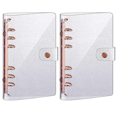 Pavewood 2 StüCke A6 PVC 6 Ringbuch Abdeckung Rose Gold Weiche Notebook Abdeckung Transparente PVC Notebook Schale 6 Loch Lose Blatt Abdeckung von Pavewood