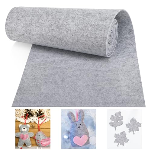 Pavlleen Filzrolle Filzstoff 30cm x 300cm x 3mm Polyester Filz für DIY Aufbewahrungstasche Patchwork Nähen Basteln Handwerken Hellgrau Filzmatte zum Zuschneiden Dekoration von Pavlleen