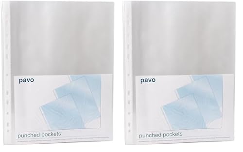 Pavo - Premium Prospekthüllen/Klarsichthüllen DIN A4 80mic PP glasklar x 100 Stück, 8018956 (Packung mit 2) von Pavo