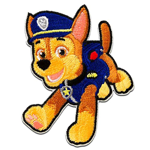 Paw Patrol Chase - Aufnäher, Bügelbild, Aufbügler, Applikationen, Patches, Flicken, zum aufbügeln, Größe: 7,2 x 5,6 cm von Paw Patrol