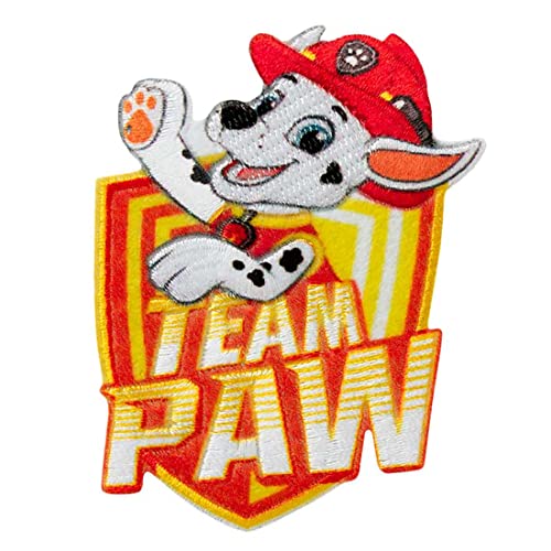 Paw Patrol Team Paw Marshall - Aufnäher/Bügelbild/Aufbügler/Applikationen/zum aufbügeln/Applikation/Patches/Flicken, Größe: 7,1 x 5,4 cm von Paw Patrol