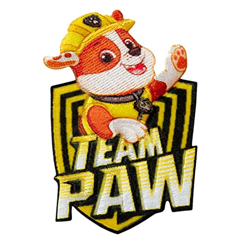 Paw Patrol Team Paw Rubble - Aufnäher/Bügelbild/Aufbügler/Applikationen/zum aufbügeln/Applikation/Patches/Flicken, Größe: 7,3 x 4,5 cm von Paw Patrol