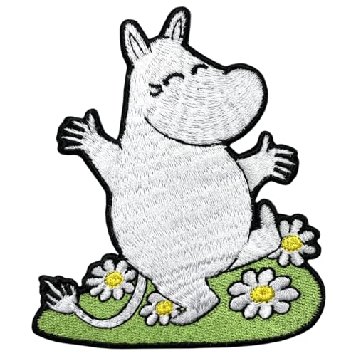 Moomintroll Happy Aufnäher zum Aufnähen, offizielle Geschenke von Tove Janssons Geschichten in Moominvalley von Pawprint Family