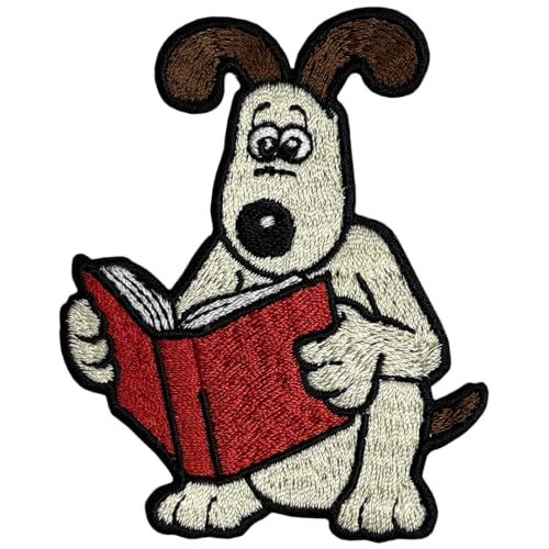Pawprint Family Gromit Reading Aufnäher zum Aufnähen, offizielles Lizenzprodukt von Wallace & Gromit von Pawprint Family
