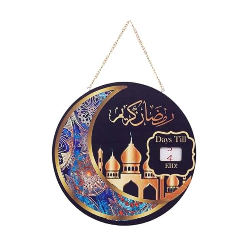 Paxrmuky Ramadan Kalender aus Holz - 2024 DIY Eid Mubarak Adventskalender für Zuhause Hängen - Ramadan Dekorationen Kinder Geschenk，Stil 01 von Paxrmuky