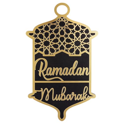 Paxrmuky Ramadan Muslim Moschee Schwarz Gold Acryl Dekorative Anhänger, Innendekoration und Außendekoration Während Ramadan von Paxrmuky