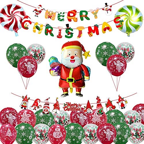 Pcivzxam Weihnachten Latex Ballon Kit Frohe Weihnachten Banner für DIY Weihnachten Fenster Hintergrund Dekoration B von Pcivzxam