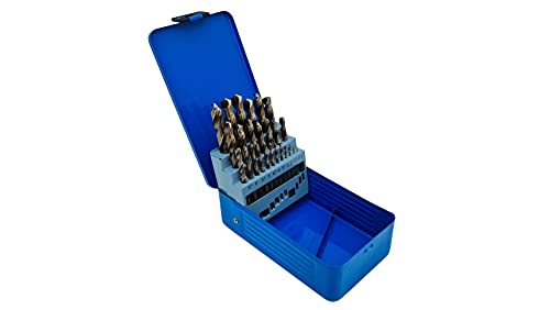 PeTools, 25-tlg. Edelstahl-Bohrer HSS-E (1-13mm) Kobalt Cobalt (Co5) Spiral-Bohrer VA mit Kreuzanschliff, Metallbohrer, Stahlbohrer von PeTools