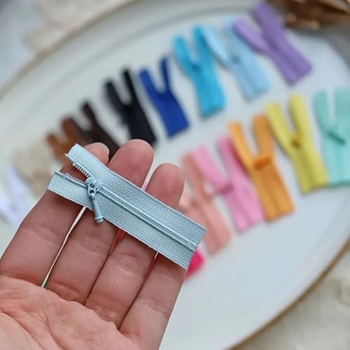 5 cm lange, super kleine Reißverschlüsse für Puppenkleidung, Micro-Mini-Reißverschlüsse, in 20 Farben, Puppen-Reißverschlüsse, perfekt für Puppennähprojekte (5 Stück) von Peachcor