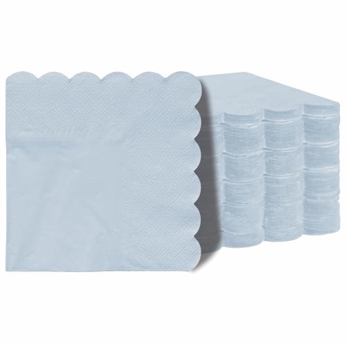 PEACHICHA Cocktail-Servietten, gewellt, Einweg-Servietten, stoffähnliche Papierservietten, Leinen-Haptik, ideal für Hochzeit, Party oder den täglichen Gebrauch, 25 x 25 cm (100 Stück, Blau) von Peachicha