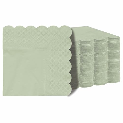 PEACHICHA Cocktail-Servietten, gewellt, Einweg-Servietten, stoffähnliche Papierservietten, Leinen-Haptik, ideal für Hochzeit, Party oder den täglichen Gebrauch, 25 x 25 cm (100 Stück, Grün) von Peachicha