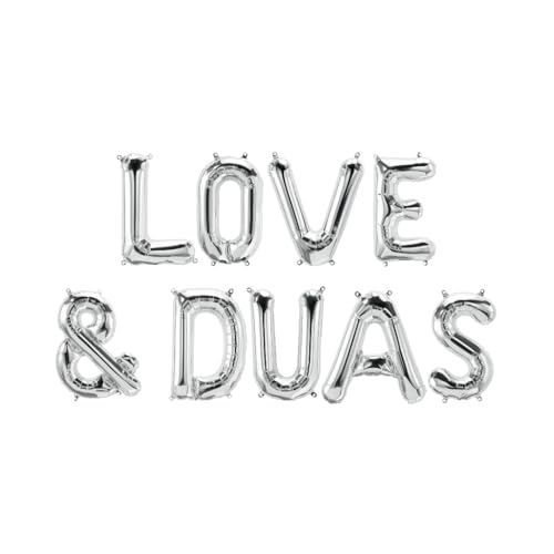 Love & Duas Folienballons - Silber von Peacock Supplies