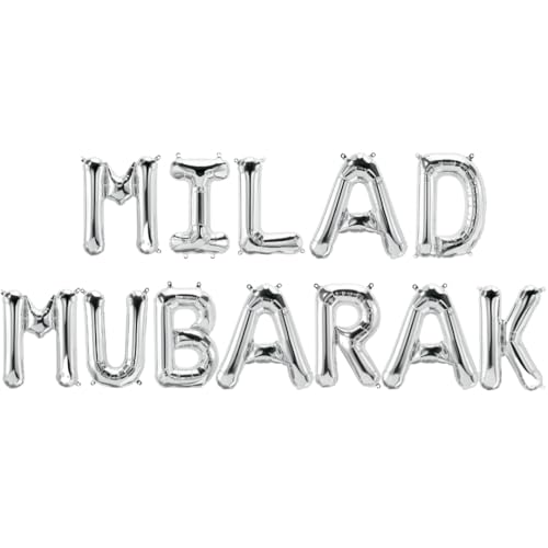 Milad Mubarak Folienballons - Silber von Peacock Supplies