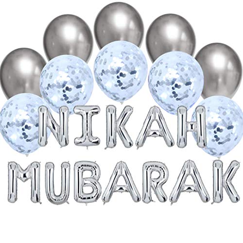 Peacock Supplies - Ballonbündel - Nikah Mubarak - Silber von Peacock Supplies