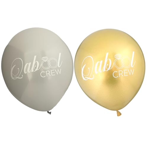 Qabool Party-Luftballons mit Crew-Design, Grau und Gold, 10 Stück von Peacock Supplies