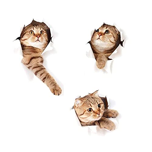 Peakpet 3 Stück Wandaufkleber Wanddeko Süße 3D Katze Wandtattoo Wandsticker Wandbilder für Toilette Kinderzimmer Küche Badezimmer Schlafzimmer (Type 2) von Peakpet