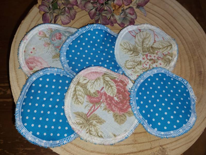 Make-Up Entferner Abschmink Pads Aus Stoff Wiederverwendbar Waschbar Polka Dots Shabby Chic 6 Stück Nachhaltig von PearlysSchatzkammer