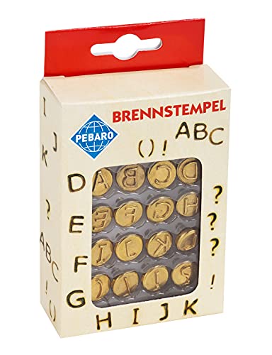 Pebaro 20400 Brennstempel für Brandmalerei, Pyrographie, Holzbrennen, 16-teilig, aus Messing - Verschiedene Buchstaben A-L und Sonderzeichen, zum Brennen auf Holz, Leder, Kork und anderen Materialien, 12, 50 x 7 x 2, 15 cm von Pebaro