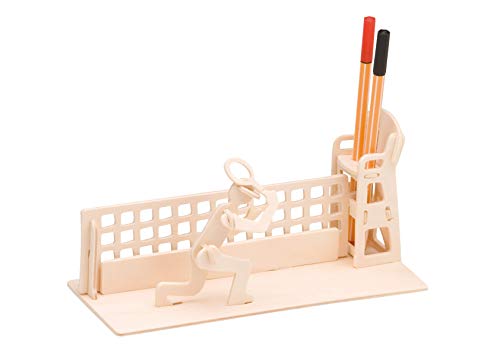 Pebaro 840/2 Holzbausatz Tischständer Stiftehalter Tennis, 3D Puzzle, Modellbausatz, Basteln mit Holz, Holzpuzzle, Bastelset, vorgestanzte Holzplatte, ausbrechen, zusammenstecken, fertig, Geschenkidee von Pebaro