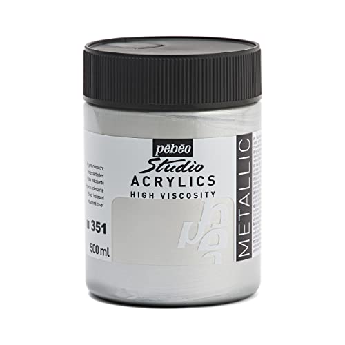 Pebeo Studio Acrylfarbe, 500 ml, Irisierendes Silber von Pebeo