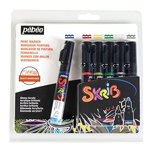 Pébéo 371103 Set skrib Paint 6 Marker Acryl Malerei Mehrfarbig 18,3 x 2,1 x 18,1 cm von Pebeo