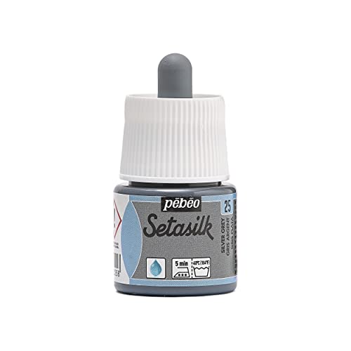 Pebeo 45 ml Setasilk Farbe für Seidenmalerei, Flasche, Silber-Grau von Pebeo