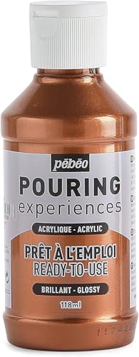 Pébéo 524626 Pouring Experiences Acrylfarbe zum Gießen-Gebrauchsfertig und Vorgemischt-Ideal für Fluid Art, acryl, Kupfermetallic, 118 ml, 118 Milliliter von Pebeo