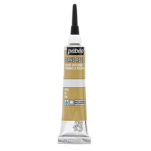 Pebeo 773300 Vitrail Glasmalfarbe Konturenpaste 20 ml Tube Blisterverpackung, Gold von Pébéo