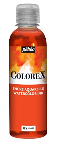 Pébéo - Colorex Tinte 250 ML Orange - Colorex Aquarell Tinte Pébéo - Orange Tinte mit samtigem Finish - Zeichentusche Multi-Tool Alle Medien - 250 ML - Orange von Pebeo