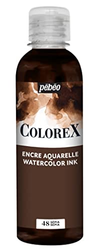 Pébéo - Colorex Tinte 250 ML Sepia - Colorex Aquarell Tinte Pébéo - Sepia Tinte mit samtigem Finish - Zeichentusche Multi-Tool Alle Medien - 250 ML - Sepia von Pebeo