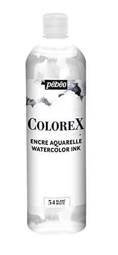 Pébéo - Colorex Tinte 250 ML Weiß - Colorex Aquarell Tinte Pébéo - Weiß Tinte mit samtigem Finish - Zeichentusche Multi-Tool Alle Medien - 250 ML - Weiß von Pebeo