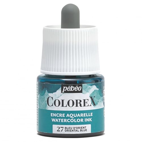 Pébéo - Colorex Tinte 45 ML Bleu D'orient - Colorex Aquarell Tinte Pébéo - Bleu D'orient Tinte mit samtigem Finish - Zeichentusche Multi-Tool Alle Medien - 45 ML - Bleu D'orient von Pébéo