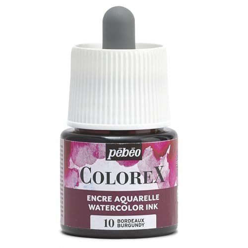 Pébéo - Colorex Tinte 45 ML Bordeaux - Colorex Aquarell Tinte Pébéo - Bordeaux Tinte mit samtigem Finish - Zeichentusche Multi-Tool Alle Medien - 45 ML - Bordeaux von Pebeo