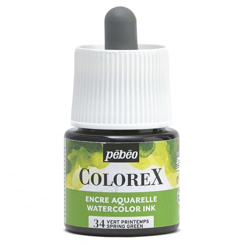 Pébéo - Colorex Tinte 45 ML Frühlingsgrün - Colorex Aquarell Tinte Pébéo - Frühlingsgrün Tinte mit samtigem Finish - Zeichentusche Multi-Tool Alle Medien - 45 ML - Frühlingsgrün von Pebeo