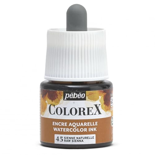 Pébéo - Colorex Tinte 45 ML Natürliche Siena - Colorex Aquarell Tinte Pébéo - Natürliche Siena Tinte mit samtigem Finish - Zeichentusche Multi-Tool Alle Medien - 45 ML - Natürliche Siena von Pebeo