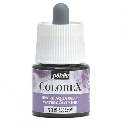 Pébéo - Colorex Tinte 45 ML Payne-Grau - Colorex Aquarell Tinte Pébéo - Payne-Grau Tinte mit samtigem Finish - Zeichentusche Multi-Tool Alle Medien - 45 ML - Payne-Grau von Pebeo